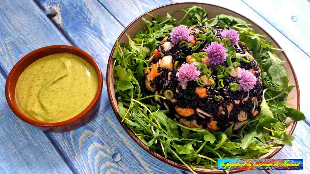 Salade de riz noir terre-mer